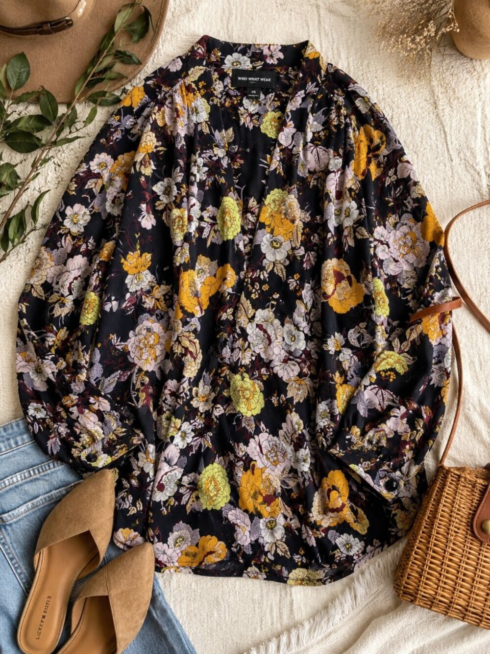Who What Wear Floral Sheer Blouse XS Boho Cottagecore